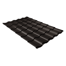 Металлочерепица Grand Line Кредо (Kredo) 0,5 GreenCoat Pural BT, matt RR 32 темно-коричневый (RAL 8019 серо-коричневый)