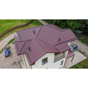 Металлочерепица Grand Line Классик (Classic) v02 0,5 Satin Matt RAL 8017 шоколад