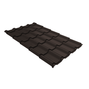 Металлочерепица Grand Line Камея (Kamea) 0,5 GreenCoat Pural BT, matt RR 32 темно-коричневый (RAL 8019 серо-коричневый)