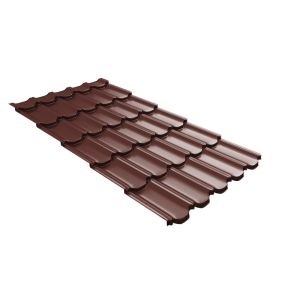 Металлочерепица Grand Line Квинта плюс 3Д (Kvinta plus 3D) 0,5 Satin RAL 3009 оксидно-красный