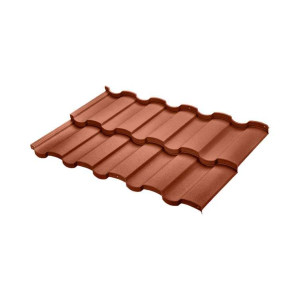 Металлочерепица BudMat (БудМат) коллекция Риалто D-Matt 0.5 цвет Ral 8004 (кирпичный)