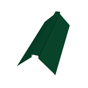 Планка конька плоского 150х40х150 0,5 Satin с пленкой RAL 6005 зеленый мох (2м)