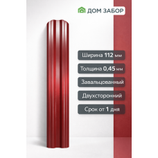 Евроштакетник двухсторонний М образный 112мм Полиэстер 0,45 мм RAL 3005 Вишневый
