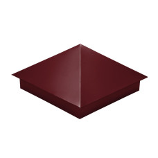 Колпак на столб 390х390мм 0,5 Satin с пленкой RAL 3005 красное вино