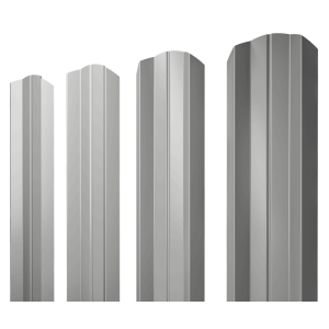 Штакетник М-образный А фигурный 0,45 PE RAL 9006 бело-алюминиевый