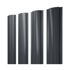 Штакетник Полукруглый Slim с прямым резом 0,4 PE RAL 7024 мокрый асфальт