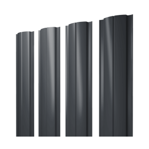 Штакетник Полукруглый Slim с прямым резом 0,4 PE RAL 7024 мокрый асфальт