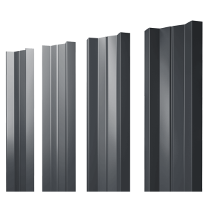 Штакетник М-образный А с прямым резом 0,45 PE RAL 7024 мокрый асфальт