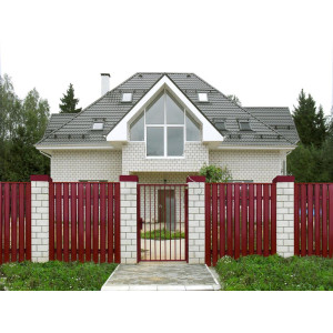 Штакетник П-образный A с прямым резом 0,45 PE RAL 3005 красное вино