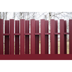 Штакетник П-образный A с прямым резом 0,45 PE RAL 3005 красное вино