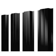 Штакетник П-образный A с прямым резом 0,45 PE-Double RAL 9005 черный