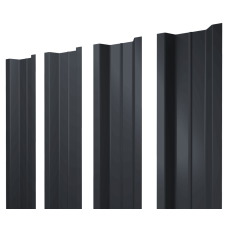 Штакетник П-образный В с прямым резом 0,45 PE RAL 7024 мокрый асфальт