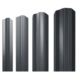 Штакетник М-образный А фигурный 0,4 PE-Double RAL 7024 мокрый асфальт