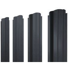 Штакетник П-образный B фигурный 0,45 PE RAL 7024 мокрый асфальт