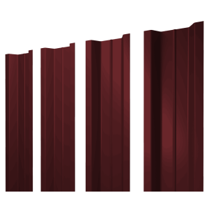 Штакетник П-образный В с прямым резом 0,45 PE RAL 3005 красное вино