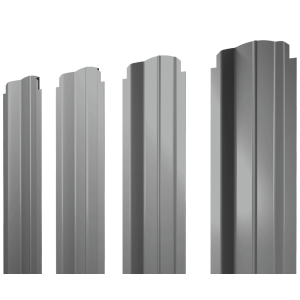 Штакетник П-образный B фигурный 0,45 PE RAL 9006 бело-алюминиевый
