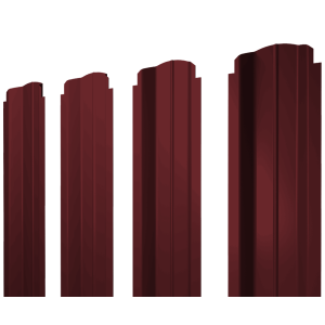 Штакетник П-образный B фигурный 0,45 PE RAL 3005 красное вино