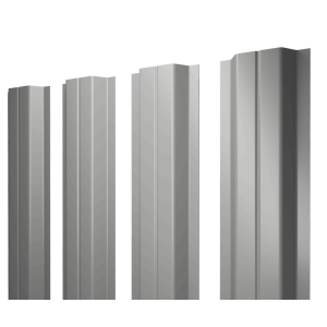 Штакетник П-образный A с прямым резом 0,45 PE RAL 9006 бело-алюминиевый