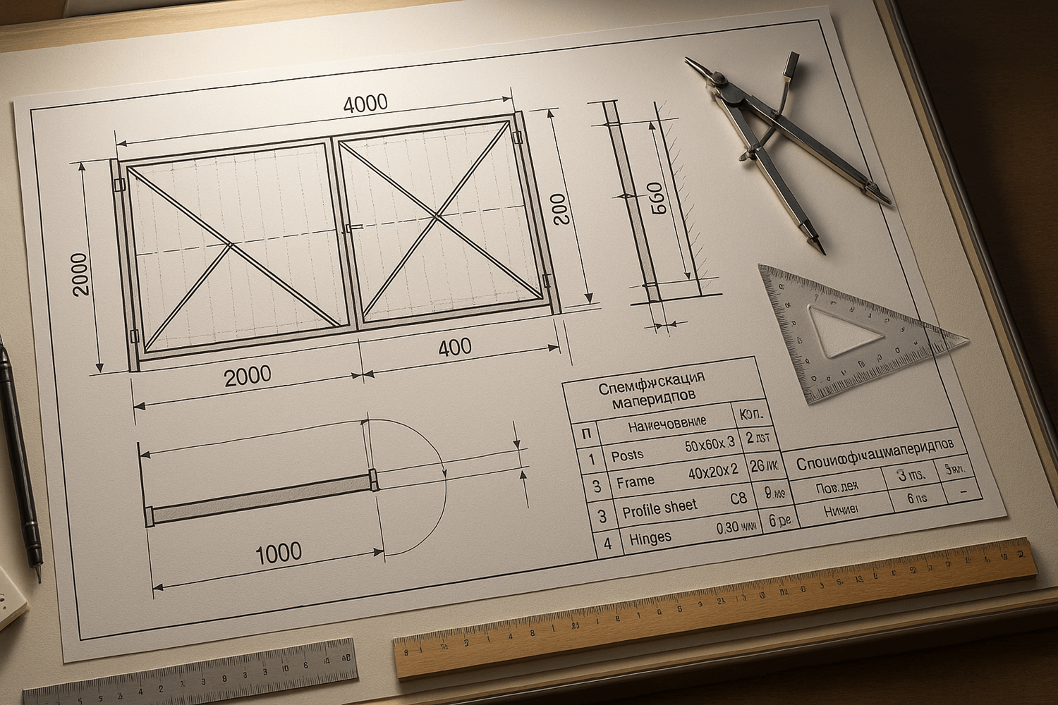  Основные элементы на чертеже