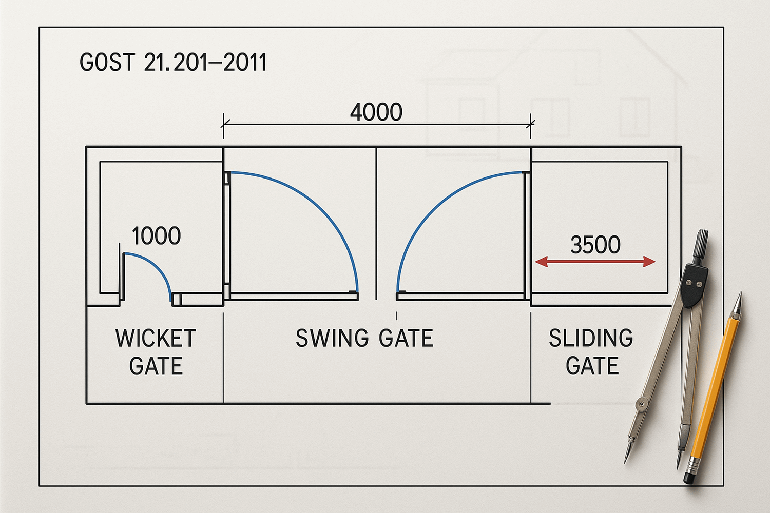  Ворота на чертеже по ГОСТу