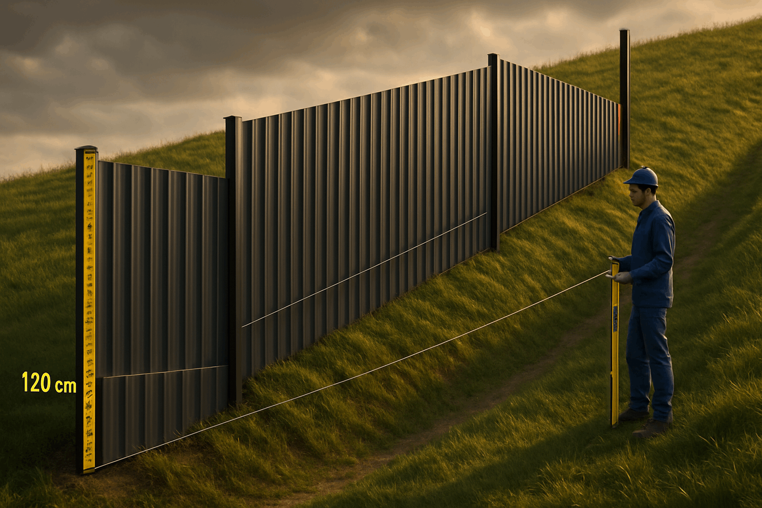  Забор на сложном рельефе (большой уклон)