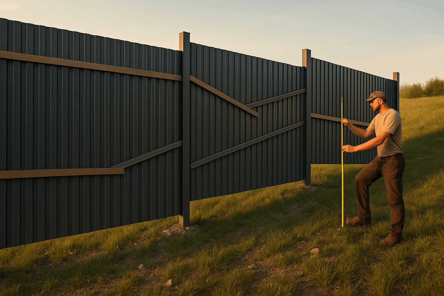  Забор на участке с уклоном