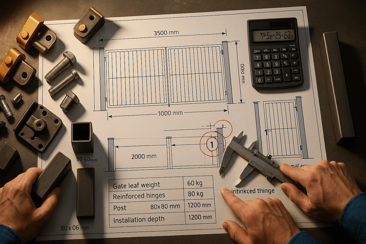  Чертёж забора с воротами и калиткой