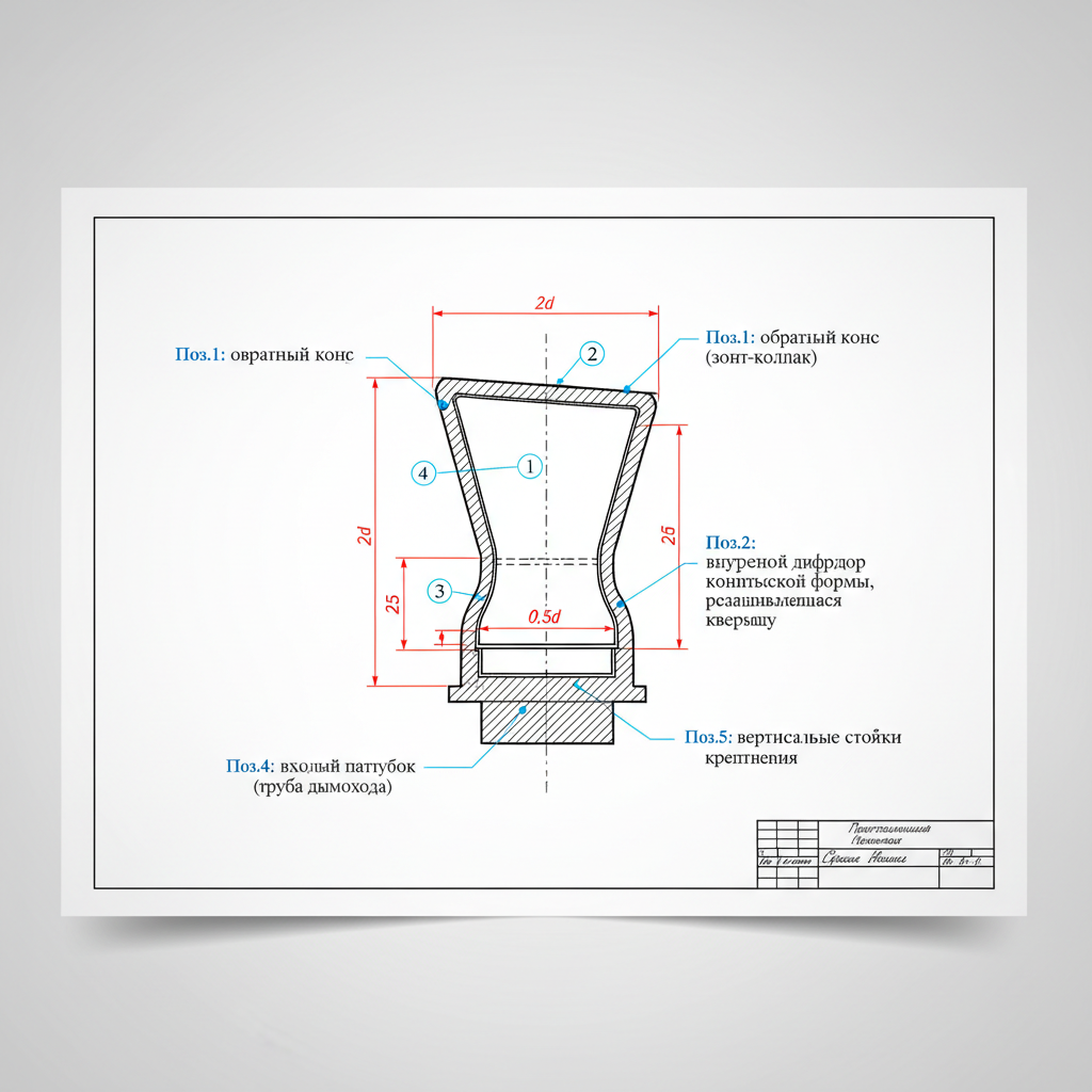  Чертеж общего вида дефлектора ЦАГИ