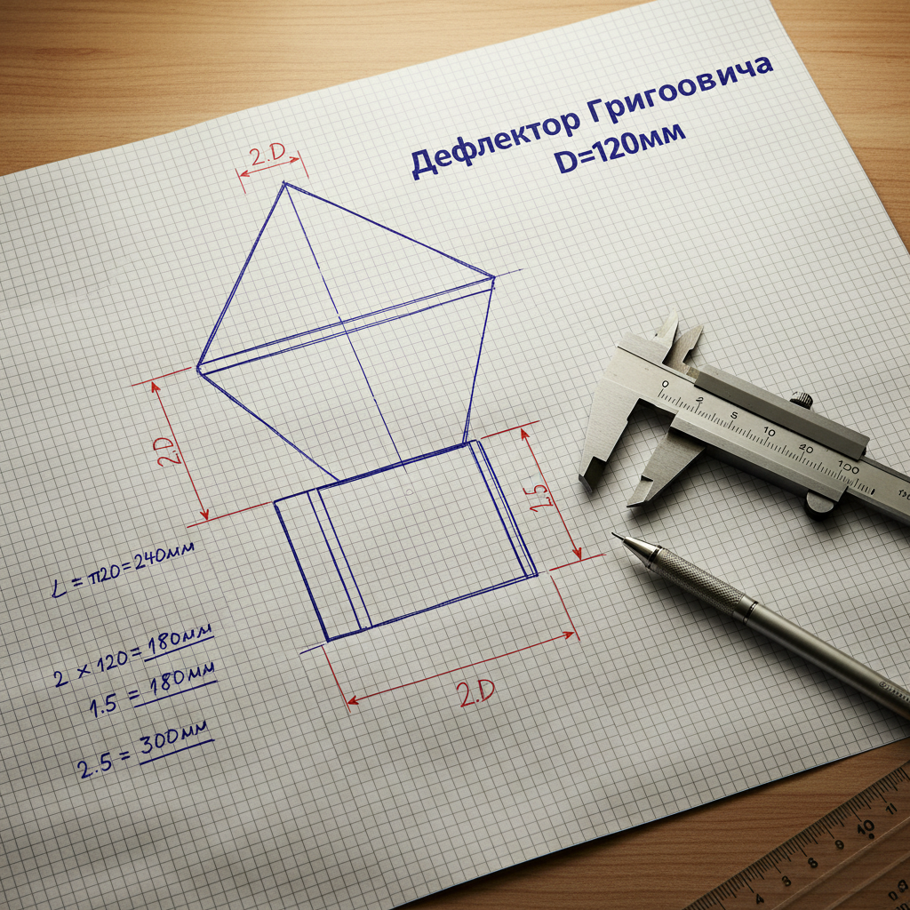 Расчет размеров дефлектора