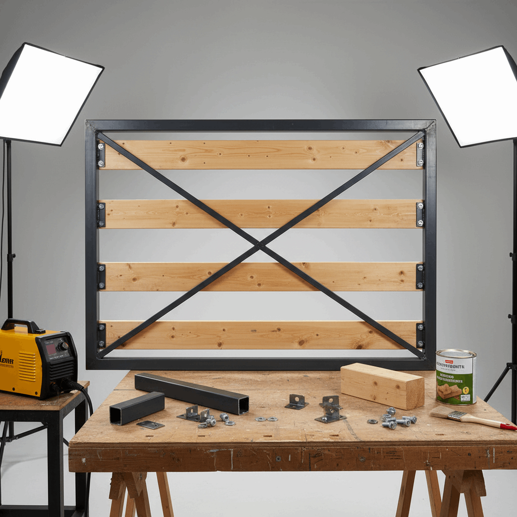  Вариант 3: Комбинированный (металлическая рама + деревянные перемычки)