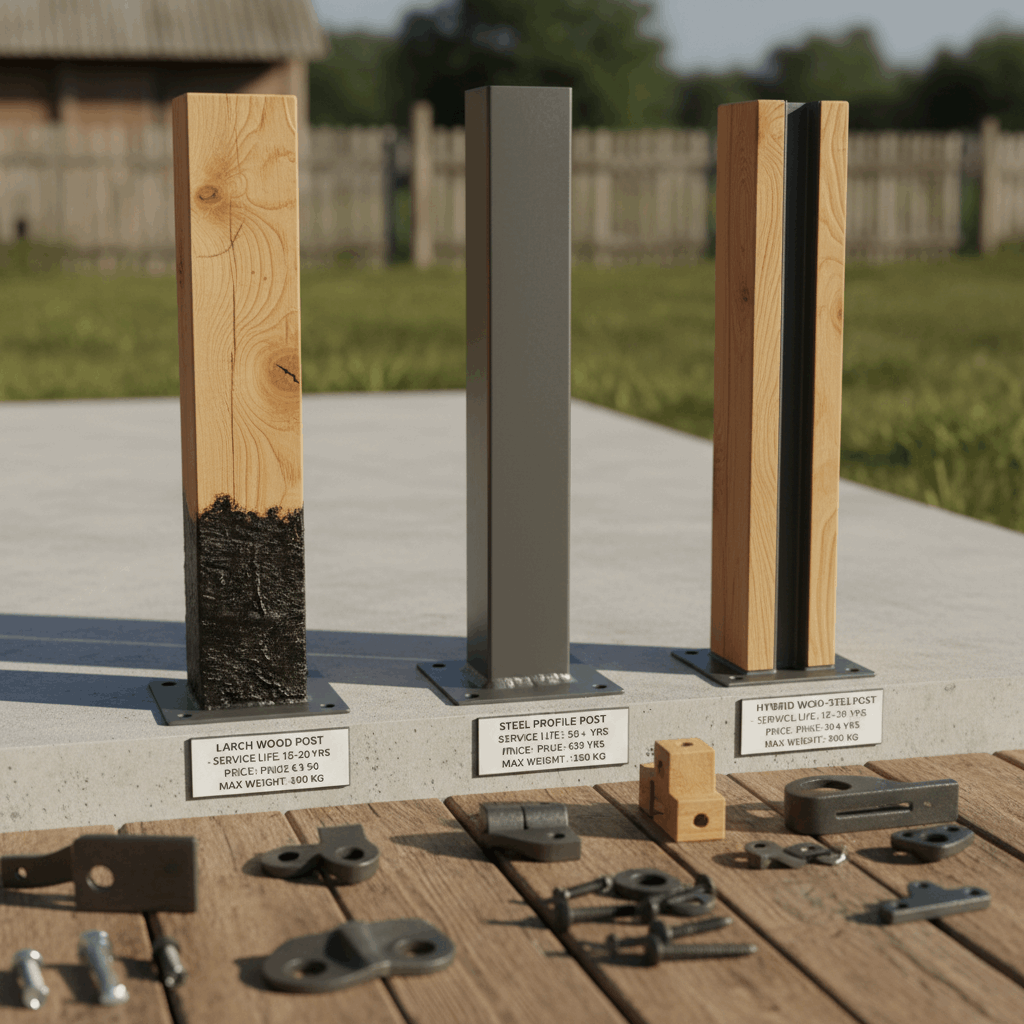  Выбор материала столбов: дерево, металл или комбинация