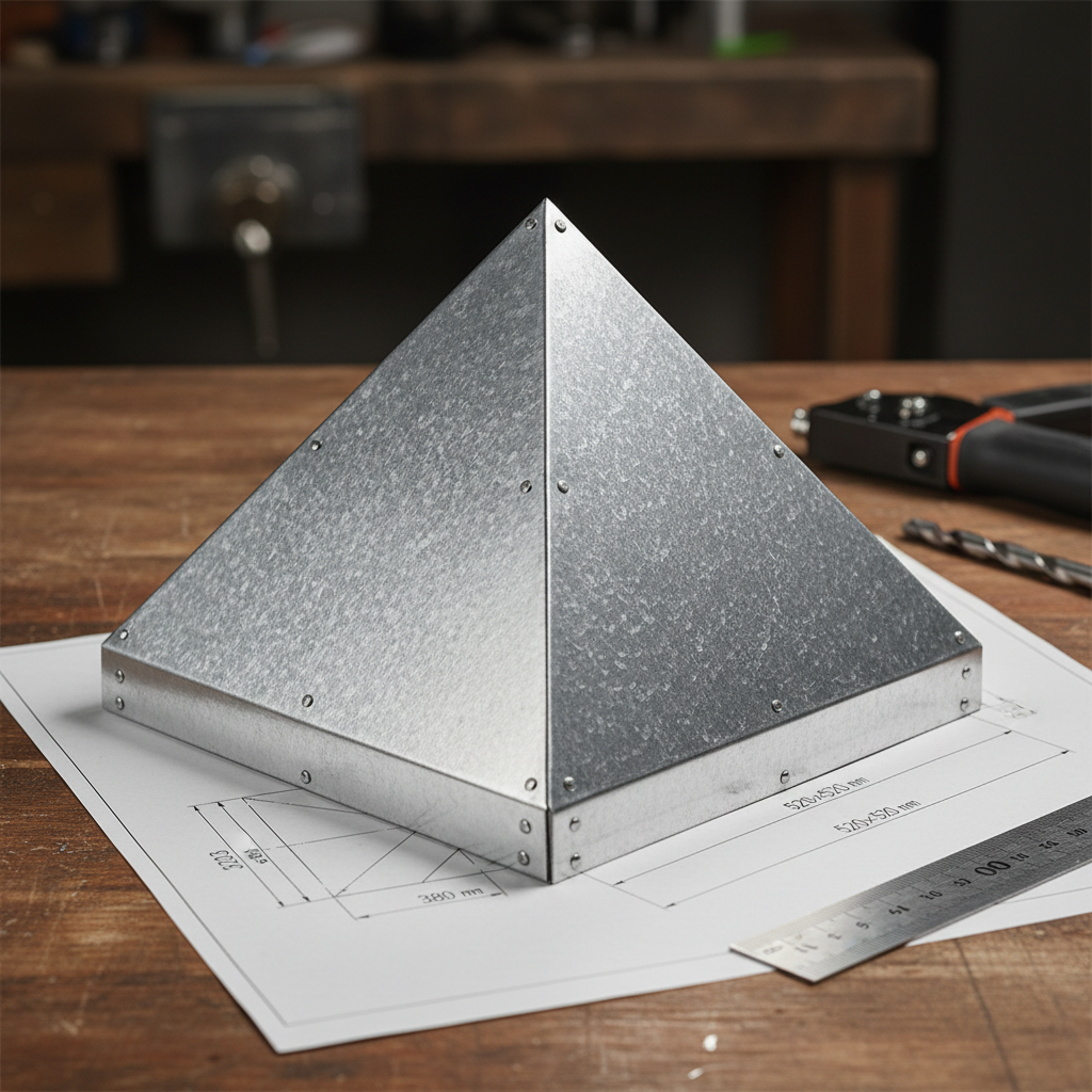  Чертеж дымника с четырехскатной крышей