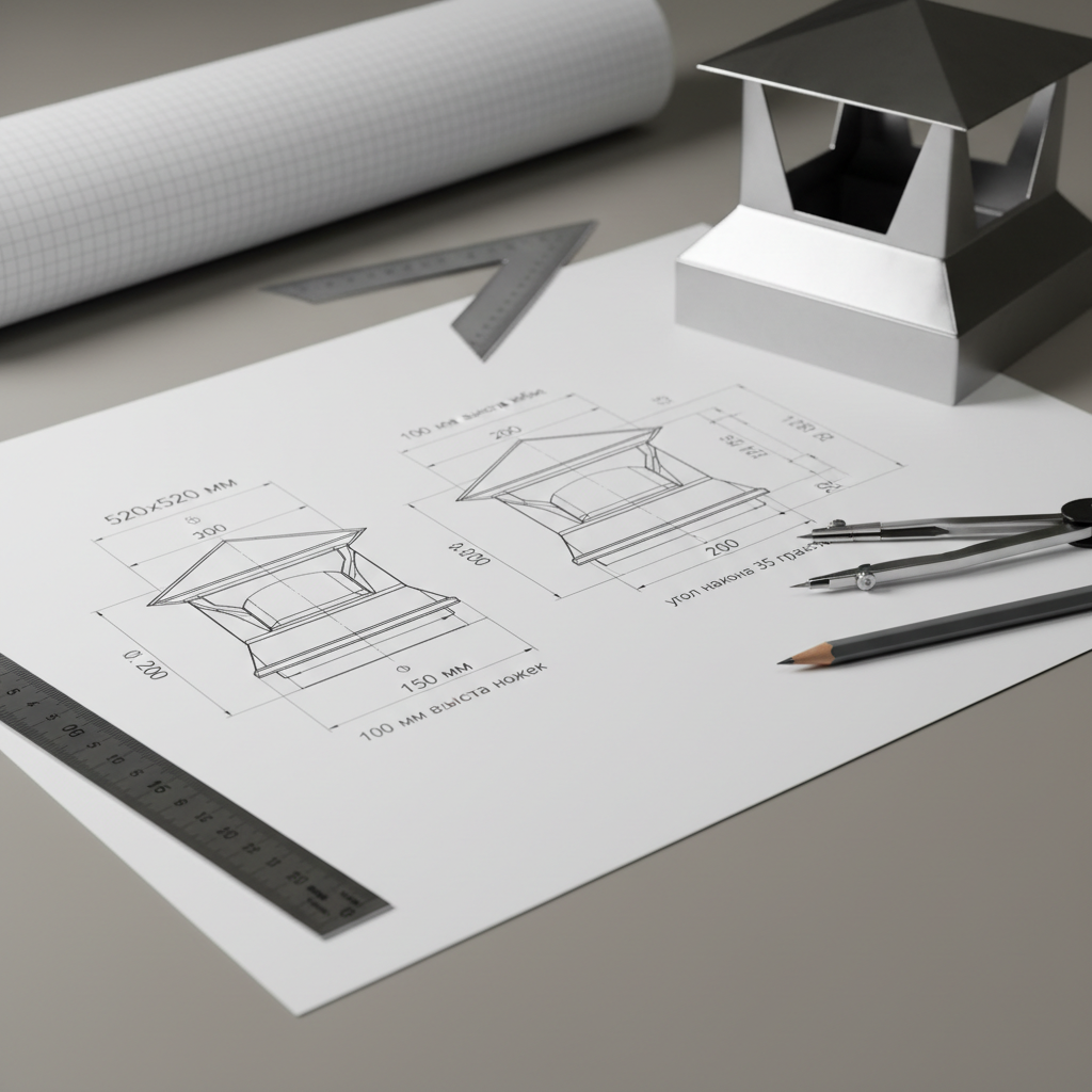 Чертежи дымника на кирпичную трубу с размерами