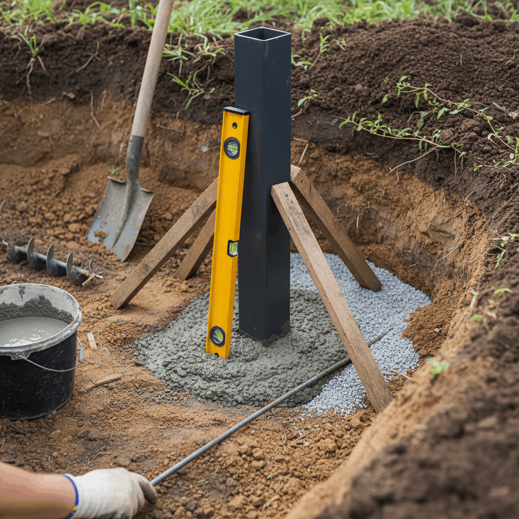  Установка опорных столбов