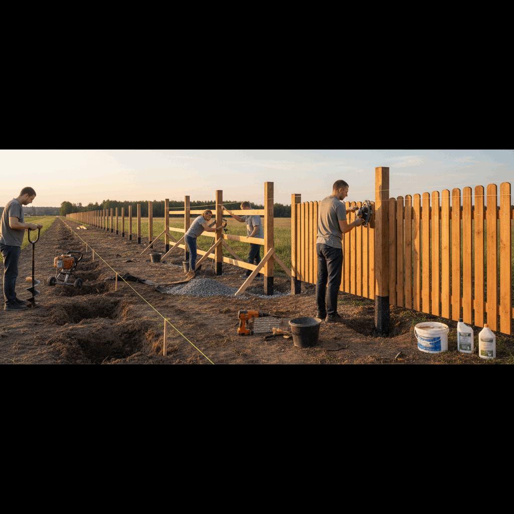  Установка забора: 7 шагов с фото