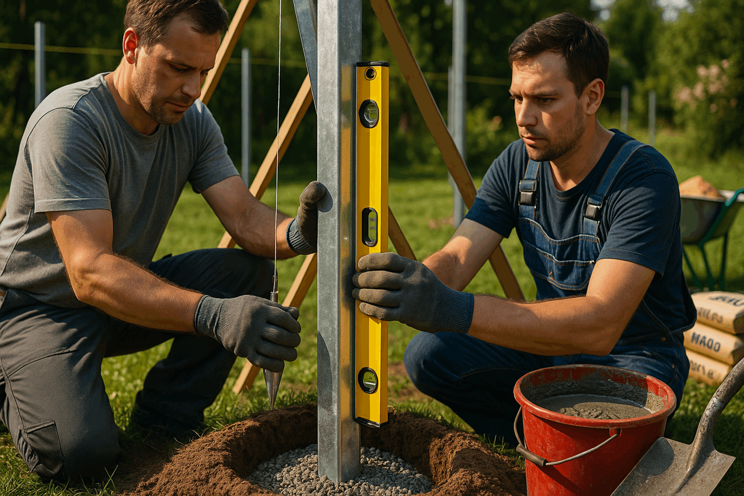  Этап 3. Устанавливаем столбы — скелет забора