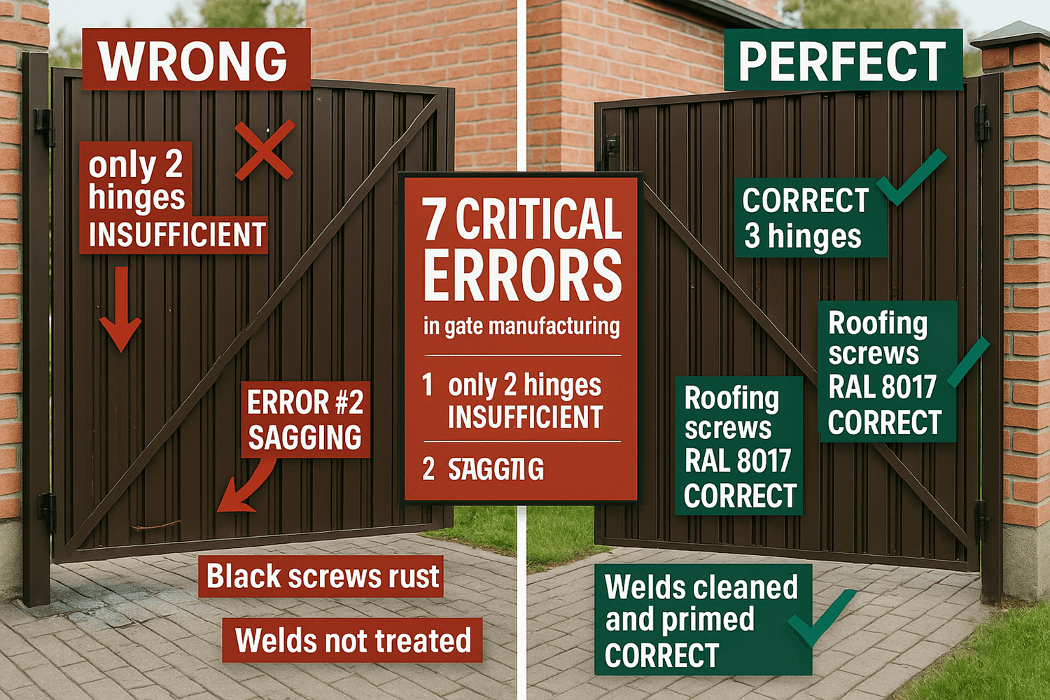 7 частых ошибок при изготовлении ворот из евроштакетника