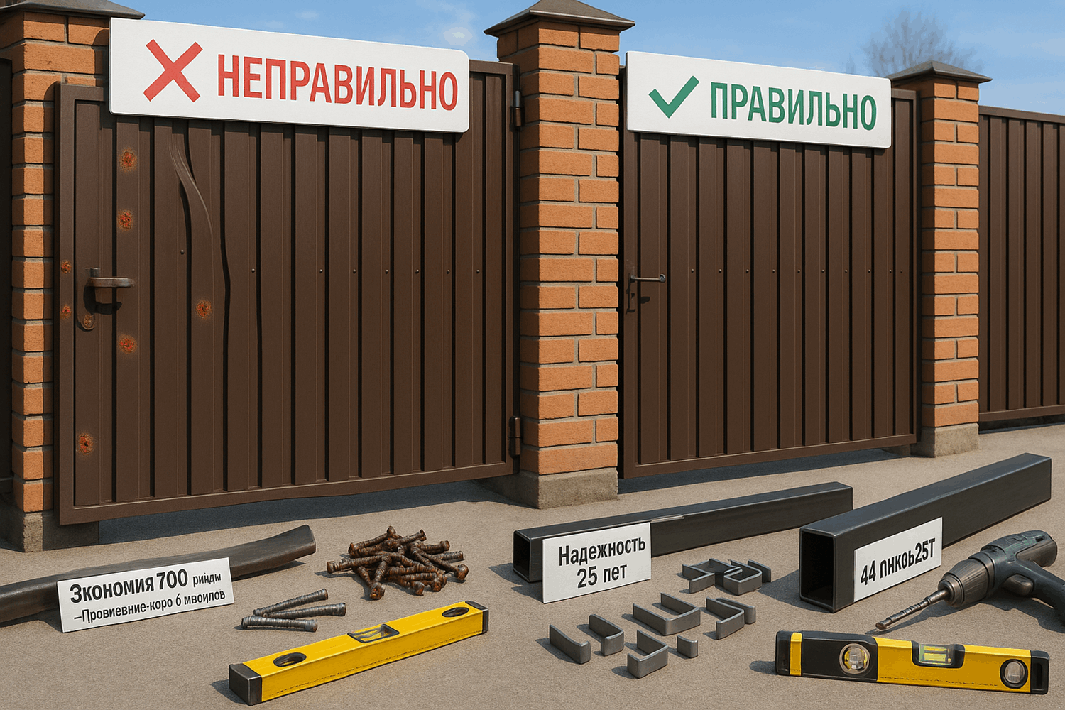 7 типичных ошибок при установке калитки из евроштакетника