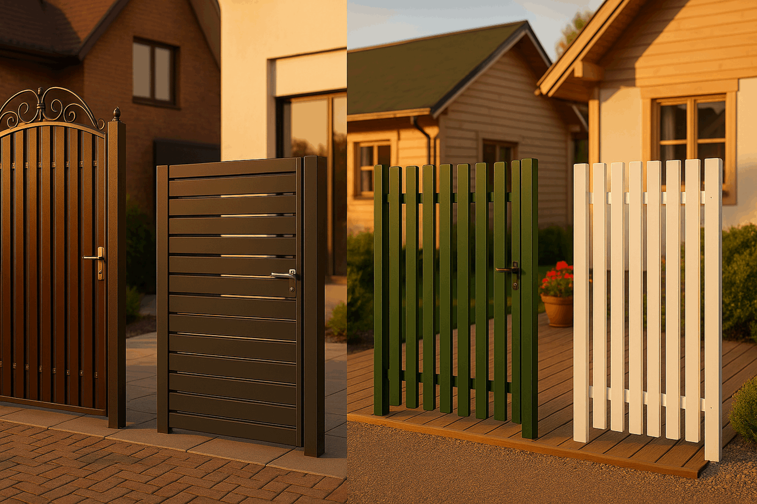  Калитки из евроштакетника для разных стилей домов