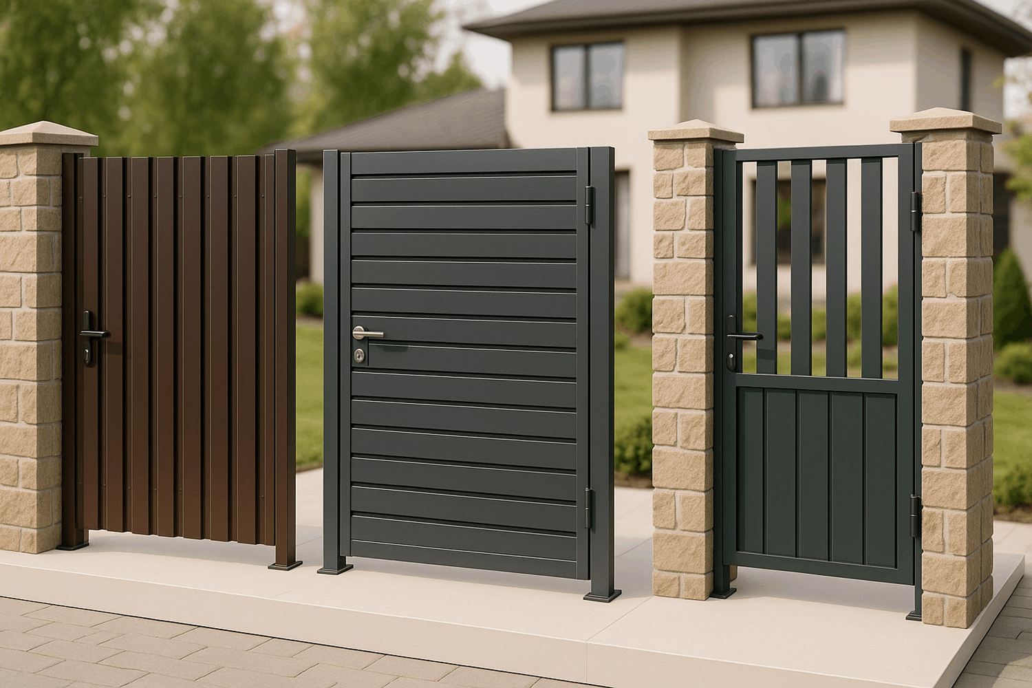 Виды калиток из металлического штакетника