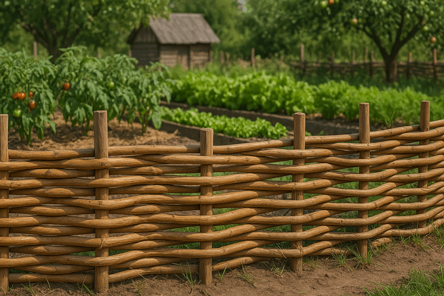  2. Плетеный забор (плетень) — деревенское очарование