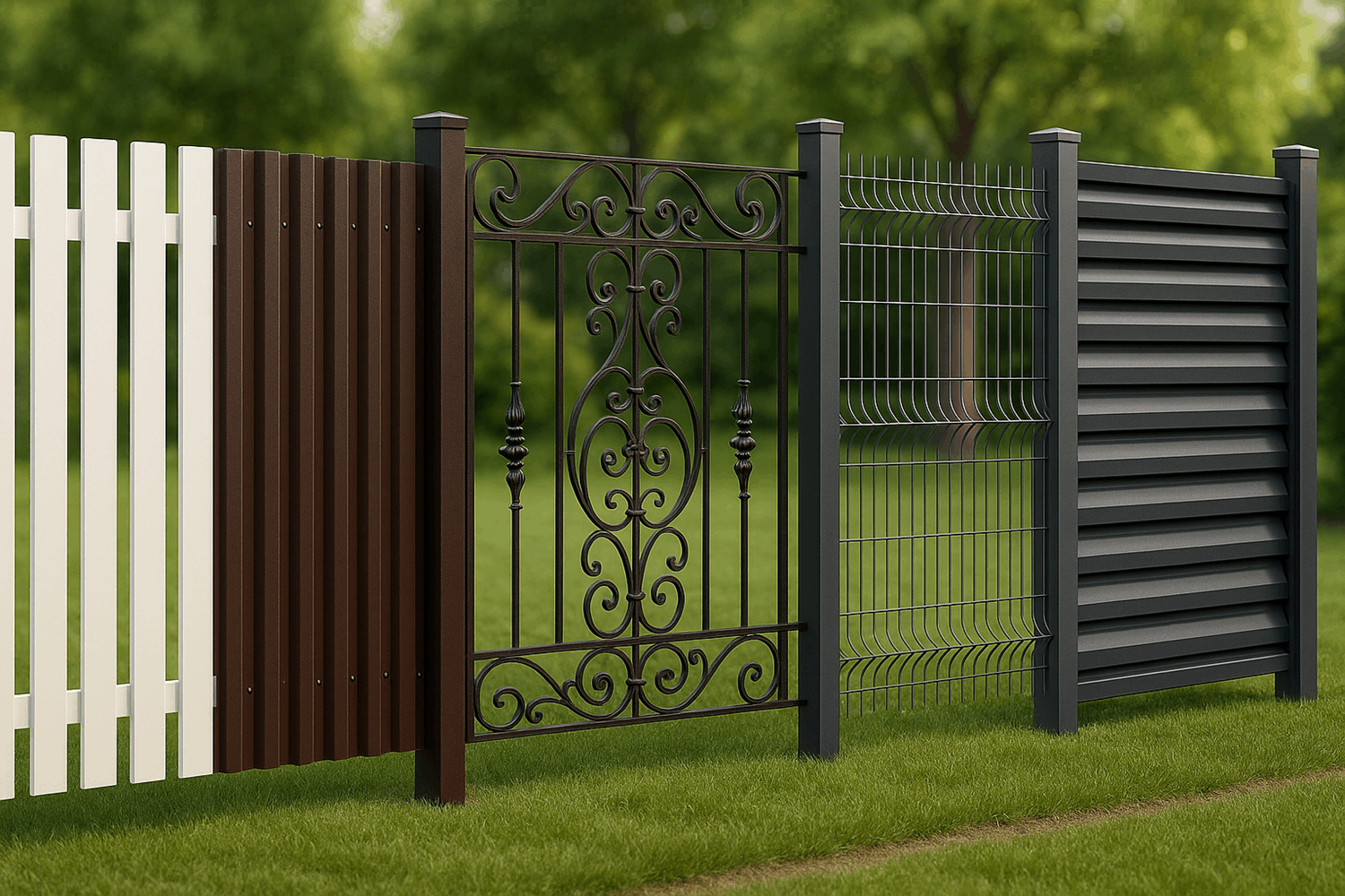 Виды металлических заборов: фотогалерея с примерами