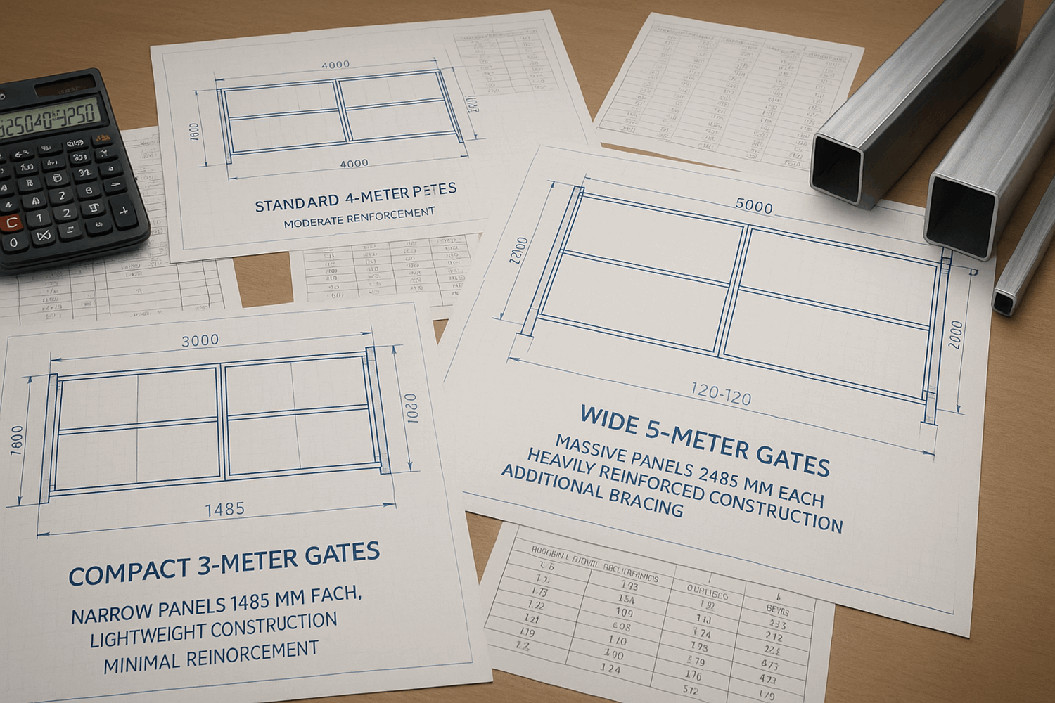  Чертежи для нестандартных размеров: 3 метра, 5 метров, с калиткой