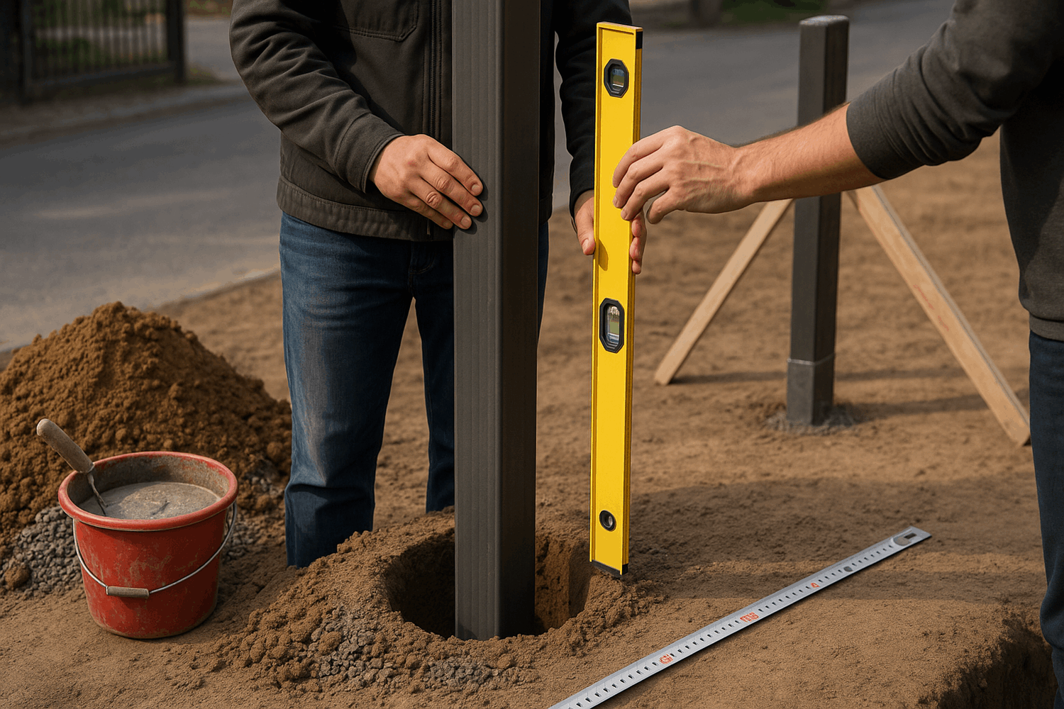  Шаг 1. Установка опорных столбов