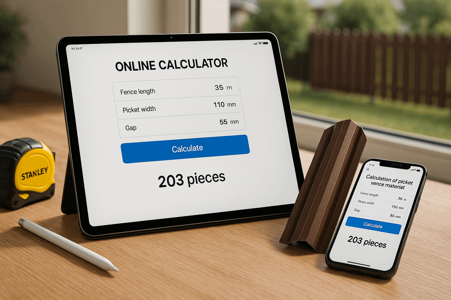  Рассчитать расстояние между штакетником онлайн