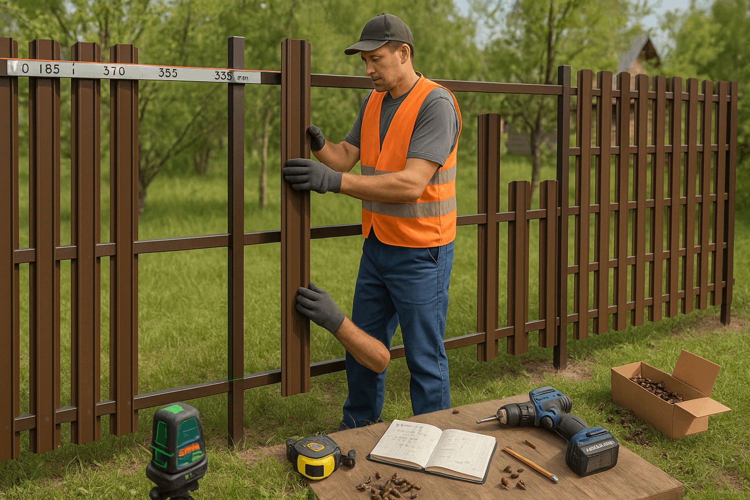 Шаг штакетника на заборе в шахматном порядке: инструкция