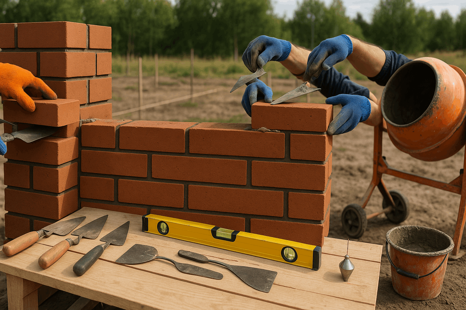 Кладка забора из кирпича: когда делать пролёты одновременно со столбами