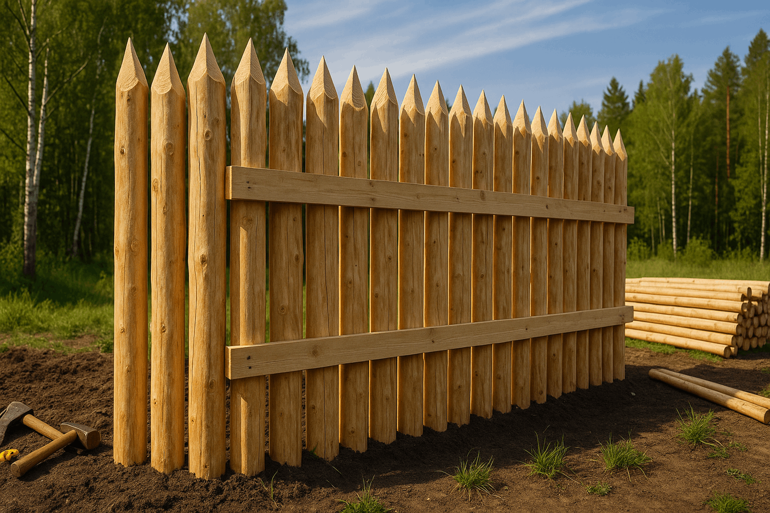  Частокол из жердей и тонких бревен