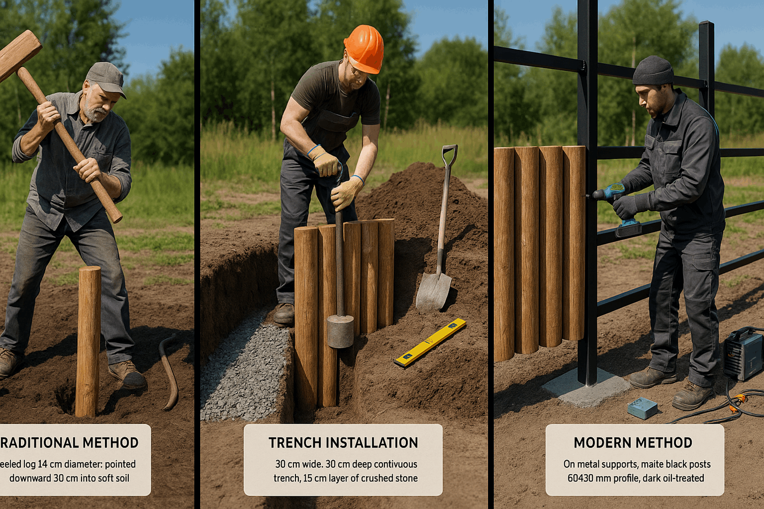 Способы установки частокола: от дедовского до современного