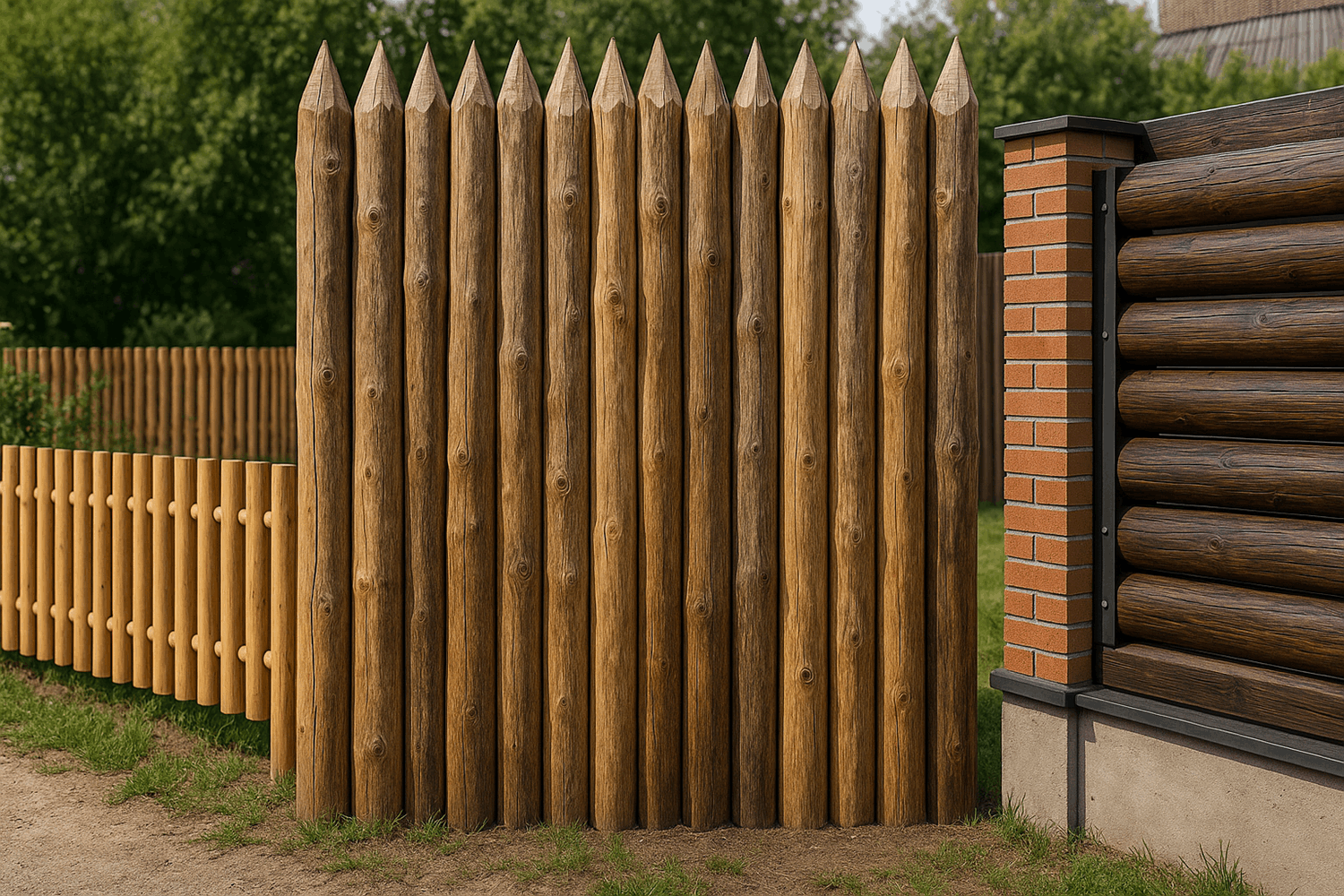 Виды заборов из бревен